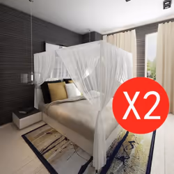 vidaXL Moustiquaire de lit carré 3 ouvertures 2 pcs - TU