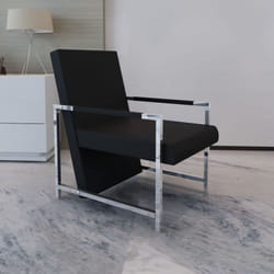 Vidaxl - Fauteuil avec pieds chromés Noir Similicuir