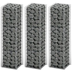 Jeu de panier de gabion 3 pcs Fil galvanisé 25x25x100 cm Vidaxl