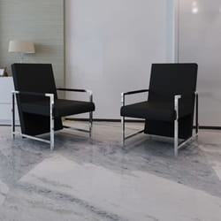 Vidaxl - Fauteuils lot de 2 avec cadre chromé noir similicuir