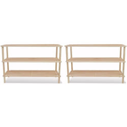 Vidaxl - Range-chaussures à 3 étagères 2 pcs Bois de sapin solide