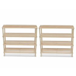 vidaXL Range-chaussures à 4 étagères 2 pcs Bois de sapin solide