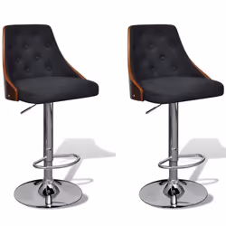 vidaXL Tabourets de bar lot de 2 bois courbé et tissu - TU
