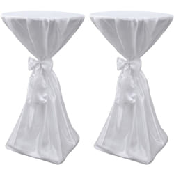 Vidaxl - Housse de table blanche avec ruban 60 cm 2 pièces
