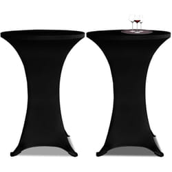 Housse de table Ø 60 cm Noir extensible 2 pcs