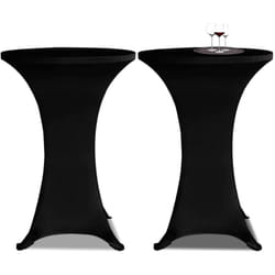 Housse de table Ø 70 cm Noir extensible 2 pcs