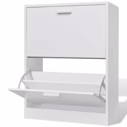 vidaXL Meuble à chaussures en bois avec 2 compartiments Blanc - TU