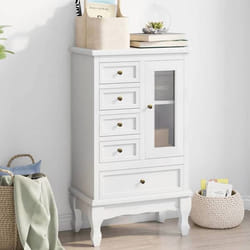 vidaXL Armoire avec 5 tiroirs et 2 étagères Blanc - TU