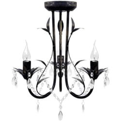 Vidaxl - Lustre métal noir style art nouveau + perles crystal 3 x E14 Ampoules