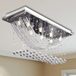 Vidaxl - Plafonnier avec perles en verre cristal Étincelant Blanc 8 x G9 29 cm