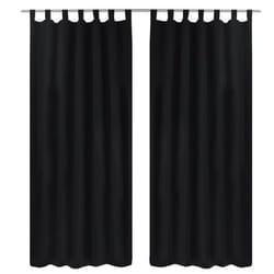 2 pcs Rideau à Passant Micro Satin Noir 140 x 225 cm - TU