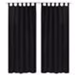 2 pcs Rideau à Passant Micro Satin Noir 140 x 245 cm - TU