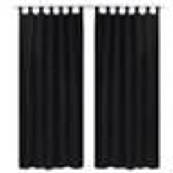 2 pcs Rideau à Passant Micro Satin Noir 140 x 245 cm - TU