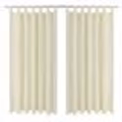 2 pcs Rideau à Passant Micro Satin Crème 140 x 175 cm - TU