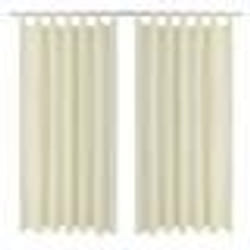 2 pcs Rideau à Passant Micro Satin Crème 140 x 175 cm - TU