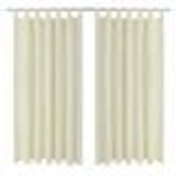 2 pcs Rideau à Passant Micro Satin Crème 140 x 225 cm - TU