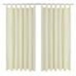2 pcs Rideau à Passant Micro Satin Crème 140 x 245 cm - TU