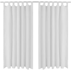 2 pcs Rideau à Passant Micro Satin Blanc 140 x 175 cm