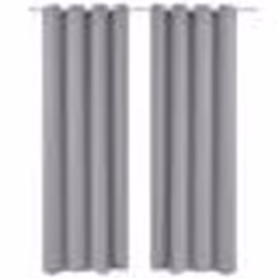 2 pcs Rideau Blackout Occultant Gris avec Œillets en métal 135x245cm - TU