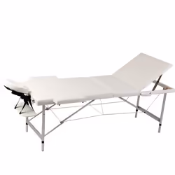 vidaXL Table pliable de massage Blanc crème 3 zones cadre en aluminium