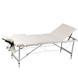 vidaXL Table pliable de massage Blanc crème 3 zones cadre en aluminium