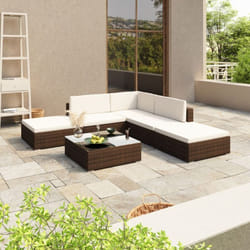 Vidaxl - Salon de jardin 6 pcs avec coussins Résine tressée Marron
