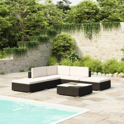 Vidaxl - Salon de jardin 6 pcs avec coussins résine tressée noir
