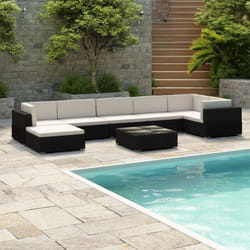 Vidaxl - Salon de jardin avec coussins 8 pcs résine tressée noir