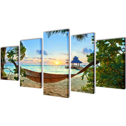 Vidaxl - Set de toiles murales imprimées Plage avec hamac 100 x 50 cm