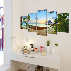 Vidaxl - Set de toiles murales imprimées Plage avec hamac 200 x 100 cm