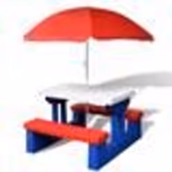 vidaXL Table et bancs de pique-nique avec parasol pour enfants - TU