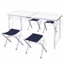 Cet ensemble de table de camping pliable se compose d'une table pliable et de 4 tabourets pliables. Grâce à la poignée de tra ...