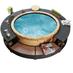 Vidaxl - Cadre de bain à remous noir résine tressée