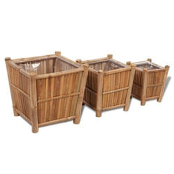 vidaXL Lits surélevés en bambou avec doublure en nylon 3 pcs - TU