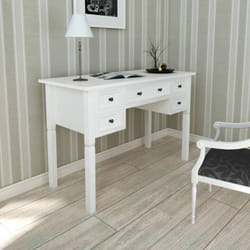 Vidaxl - Bureau blanc à 5 tiroirs