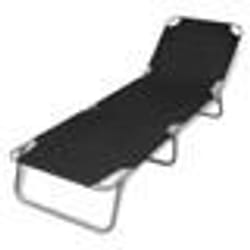 vidaXL Chaise longue pliable acier enduit de poudre noir - TU