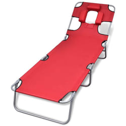 Vidaxl - Chaise longue avec coussin de tête Acier enduit de poudre Rouge