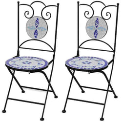 VidaXL 41531 chaise d'extérieur Terrace Vitrocéramique, Fer Bleu, Blanc