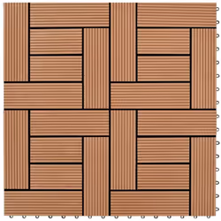Cet ensemble de carreaux de terrasse en WPC, d'une taille individuelle de 30 x 30 cm, se compose de 11 pièces et couvre une s ...