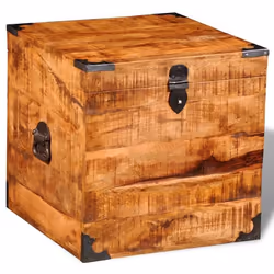 vidaXL Coffre de rangement cubique Bois de manguier brut - TU