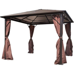 Vidaxl - Belvédère avec rideau Marron Aluminium 300 x 300 cm