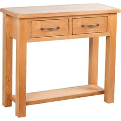 Table Console Avec 2 Tiroirs 83x30x73 Cm Bois De Chêne Massif Vidaxl