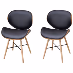 Cet ensemble composé de 2 chaises courbées, recouvertes de cuir synthétique luxueux de haute qualité, est esthétiquement conç ...