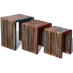 Vidaxl - Table gigogne 3 pcs Teck recyclé coloré