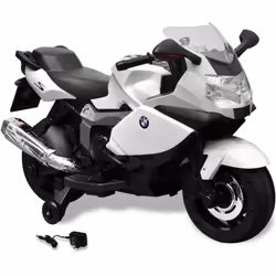Cette moto électrique BMW combine un style sportif avec des fonctionnalités super pour les enfants, et sa couleur blanche bri ...