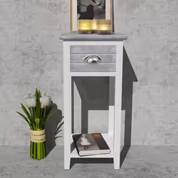 VidaXL 242038 Table de nuit et table de chevet Gris, Blanc