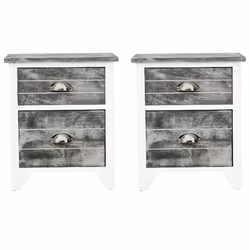 VidaXL 242041 Table de nuit et table de chevet Gris, Blanc