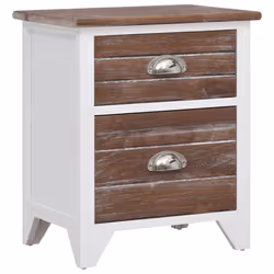 VidaXL 242042 Table de nuit et table de chevet Marron, Blanc