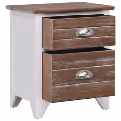 VidaXL 242042 Table de nuit et table de chevet Marron, Blanc - Vue supplémentaire 4