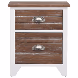 VidaXL 242042 Table de nuit et table de chevet Marron, Blanc - Vue supplémentaire 5